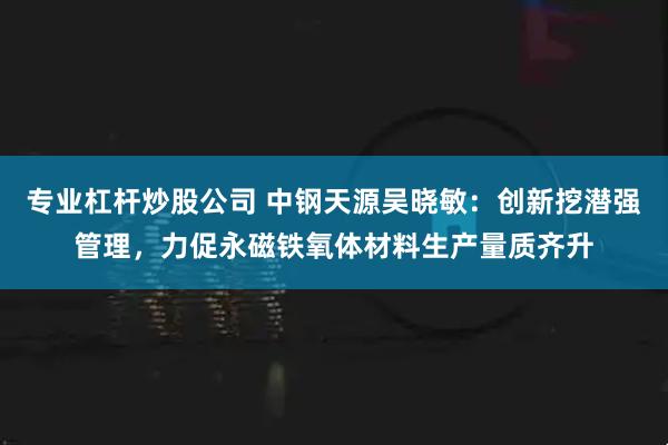 专业杠杆炒股公司 中钢天源吴晓敏：创新挖潜强管理，力促永磁铁氧体材料生产量质齐升